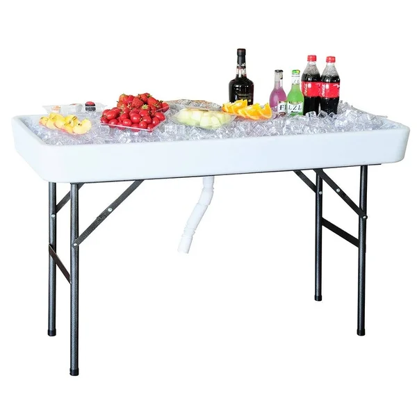 Modern Home 4-Inch Party Ice Bin Table with Skirt (Black) - 47.5" x 23.9" x 32.3"