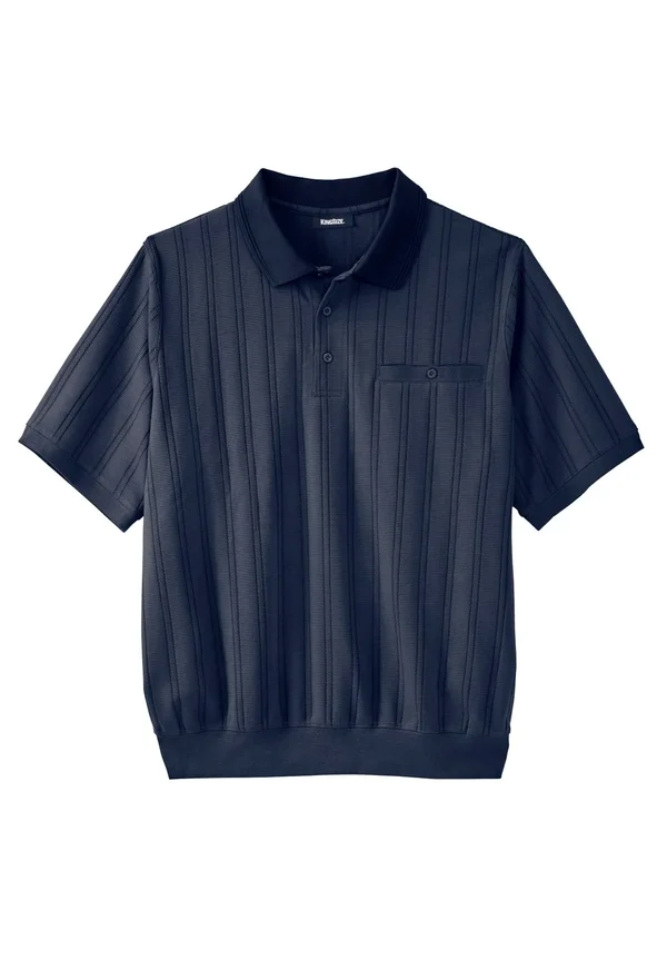 Men's Big & Tall Banded Bottom Polo Shirt by KingSize in Navy (Size L)