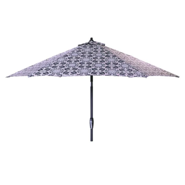Hampton Bay 9 ft. Aluminum Market Tilt Patio Umbrella in Black Tile