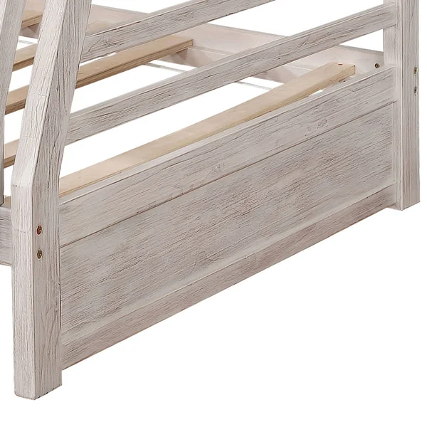 Furniture of America Cude Modern Twin/Full Solid Wood Bunk Bed Set - White