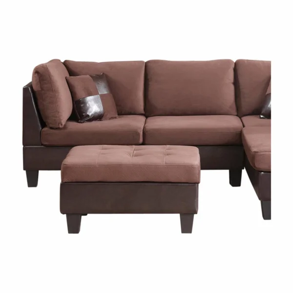 Nathaniel Home Bonded Chocolate Leather and Champion Ottoman - Brown