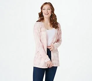 Isaac Mizrahi Live! Soho Marble Printed Buttonfront Cardigan - Size 2X, Pink