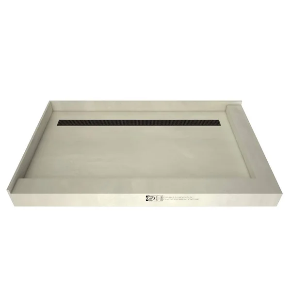 Tile Redi Double Threshold Shower Base with Designer Grate - Bronze