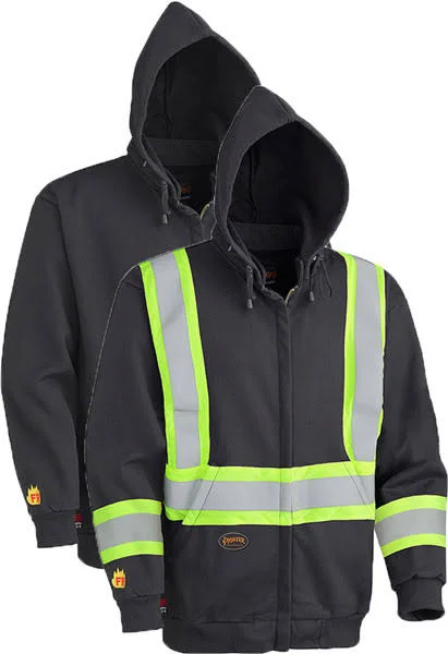 Pioneer V2570270-7XL Flame Resistant Heavyweight Safety Hoodie - Zip Style, Black, 7XL