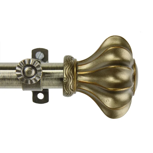 InStyleDesign Amor Adjustable Antique Brass Curtain Rod Set - 120 to 170 inch