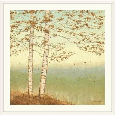 &Golden Birch I with Blue Sky& by James Wiens Painting Print Great Big Canvas Size: 32x22 H x 32x22 W x 1x22 D - Format: White Fr
