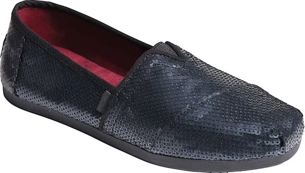 Classic Womens Sequined Slip on Flats - 5.5, Black Sequin