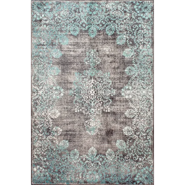 nuLOOM Vintage Corene Teal 12& x 15& Area Rug