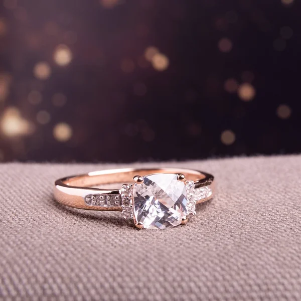 Miadora 10K Rose Gold Created White Sapphire and Diamond Accent Engagement Ring - 4.5
