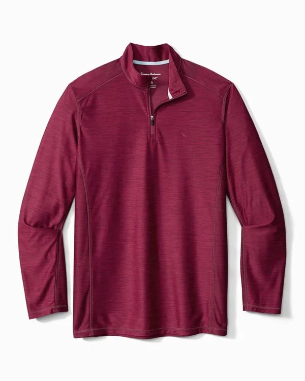 Tommy Bahama Big Tall IslandZone Palm Coast Half-Zip Recycled Materials Pullover, Mens, 2XLT, Beet Red