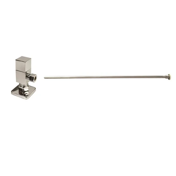Westbrass D105QST-05 Brass Toilet Kit 1/4-Turn Square Angle Stop Polished Nickel