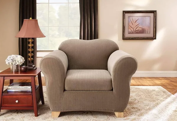 Sure Fit Stretch Pinstripe Chair Slipcover, Chocolate
