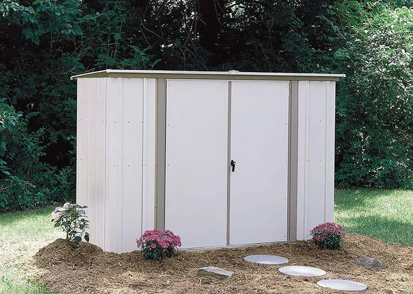 Arrow Pent Roof Garden Shed, Eggshell/Taupe, 8 x 3 ft.