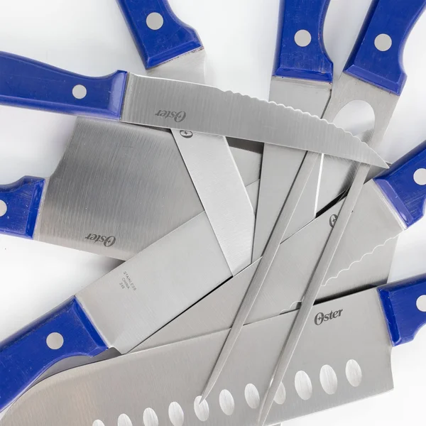 Oster Evansville 22-Piece Stainless-Steel Cutlery Set with BLOCK - Yale Blue