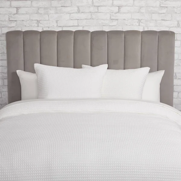 Grey Velvet Queen Powered Channeled Headboard - Queen Headboards, Dormify
