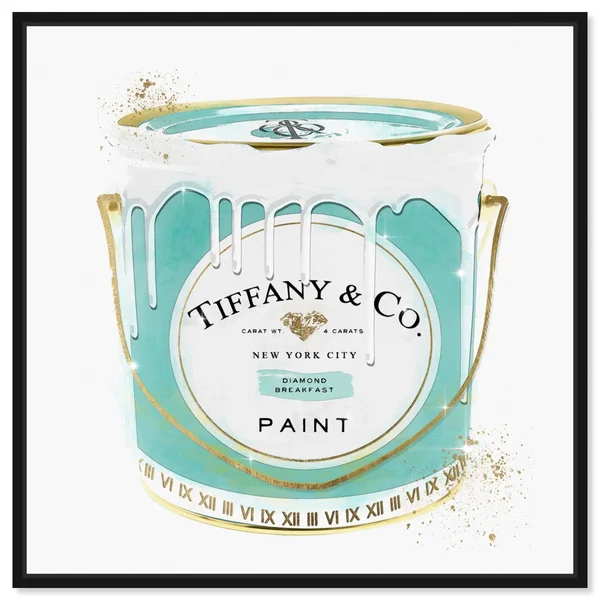 Oliver Gal Fashion and Glam Wall Art Framed Canvas Prints 'Priceless Fashion Paint' Cans - Blue - White - 12 x 12