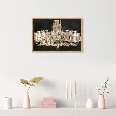 Elegant Chandelier - Print on Canvas Rosdorf Park Format: Gold Framed Canvas - Size: 16x22 H x 24x22 W x 1.5x22 D