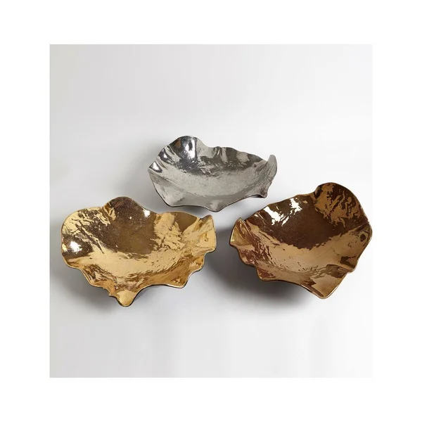 Global Views Wave Platter Crackle, Gold
