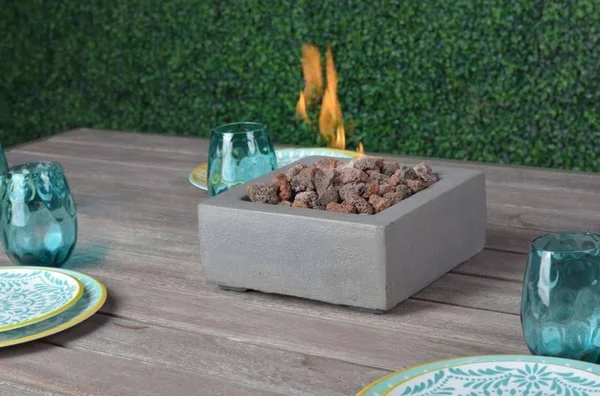 Bond Tabletop Umbrella Hole Mounted GAS Firebowl with Lava Rock Square