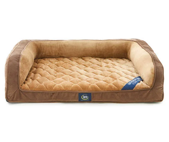 Serta 27x22 x 36x22 Brown & Tan Orthopedic Quilted Couch Pet Bed - Each