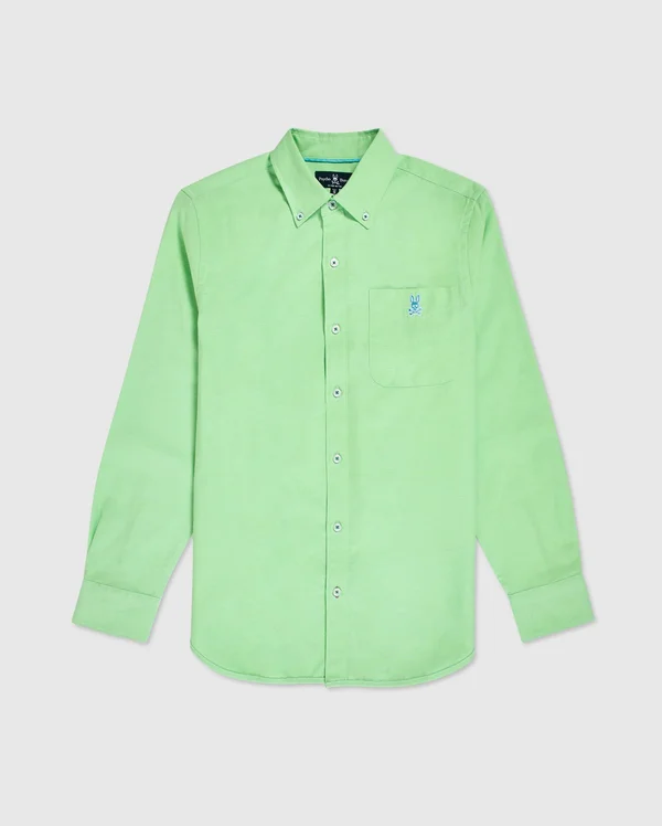 Psycho Bunny, Mens Tapton Long Sleeve Shirt, Electric Lime