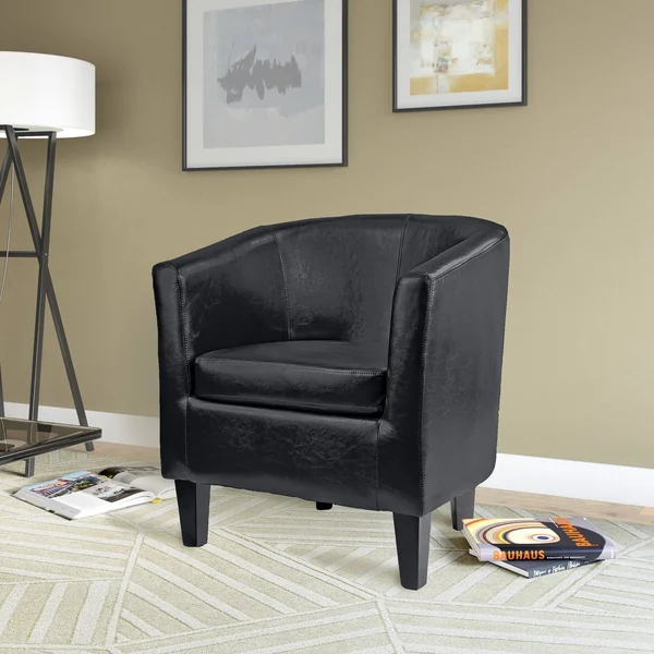 CorLiving Antonio Bonded Leather Tub Chair - Dark Brown