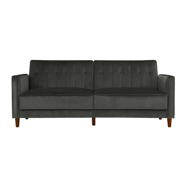 DHP Iris Grey Velvet Tufted Futon - Gray Velvet Finish