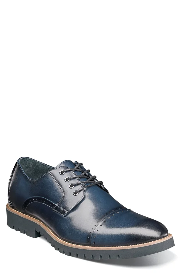 Men's Stacy Adams Barcliff Cap Toe Oxford - Size: 7, Blue