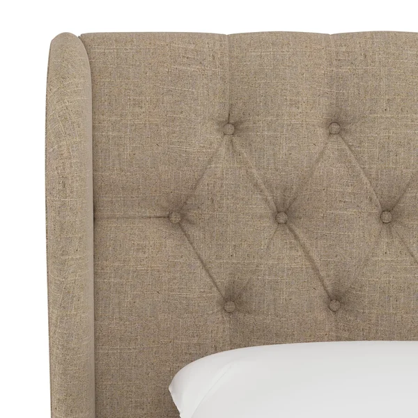 Skyline Furniture Tufted Wingback Upholstered Headboard - California King, Sandstone Linen