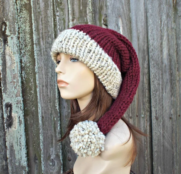 Santa Hat Knitted Santa Hat Rustic Santa Hat Santa Claus Hat Christmas Hat Knit Hat Womens Hats Winter Hat Mens Hat Winter Acces