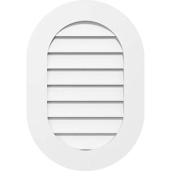 Ekena Millwork GVPVR24X4201SF 24x22W x 42x22H Vertical Round Ended Surface Mount PVC Gable Vent: Functional, w/ 3-1/2x22W x 1x22