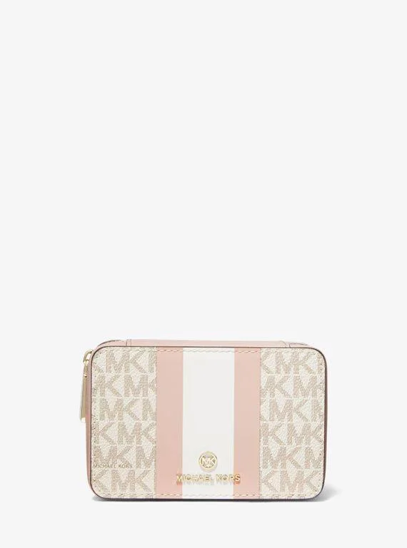 Michael Kors Small Logo Stripe Jewelry Case 32H0GTMN5B - One Size, Pink
