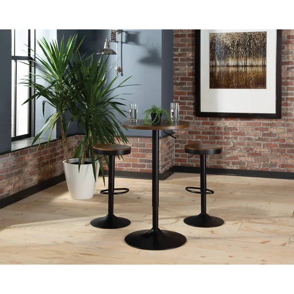 Ofm 161 Collection Industrial Modern Pub Table - 33x22 to 42x22 Height Adjustable, Black/Walnut