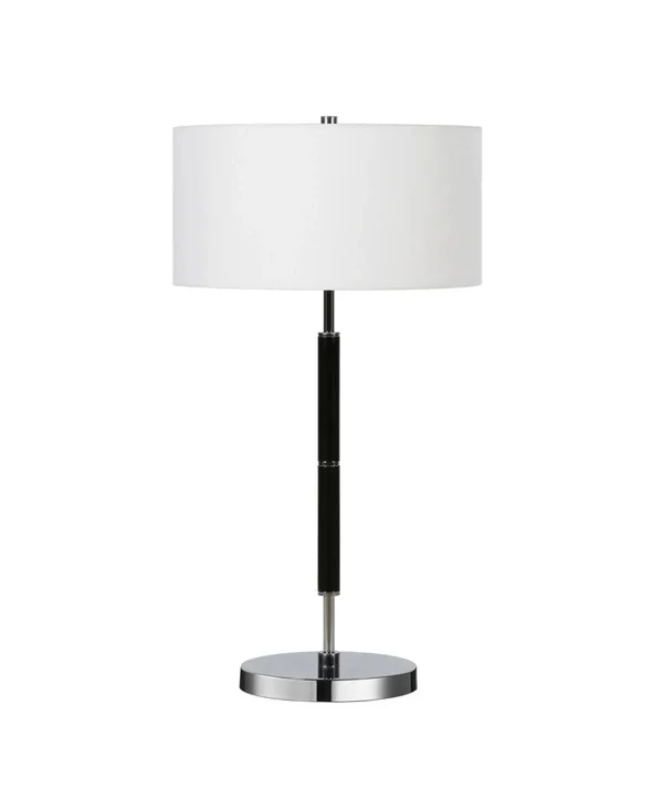 Simone Polished Nickel and Black Table Lamp, Silver
