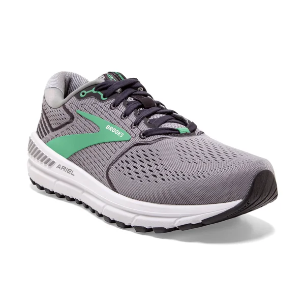 Brooks Women's Ariel &20 Alloy/Blackened Pearl/Green, 7, 2E