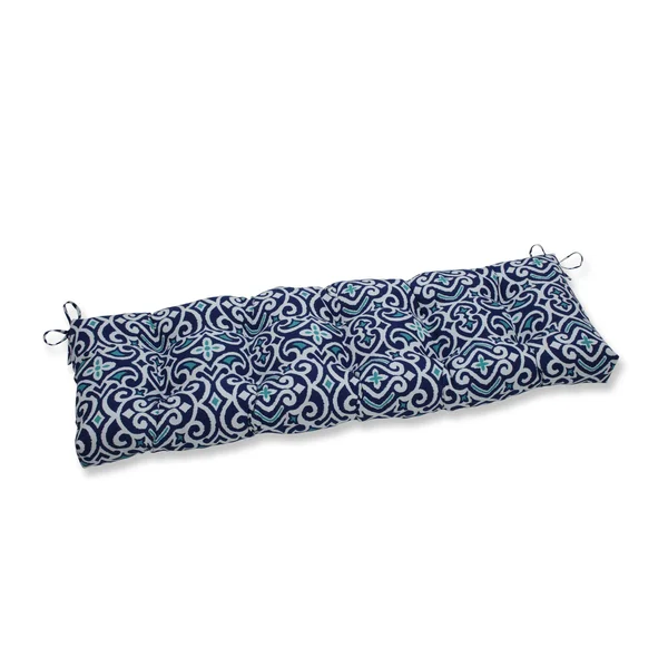 Pillow Perfect - New Damask Marine 60x22 Blown Bench