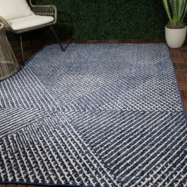 Whitaker Abstract Area Rug - 2&7x22 x 7& Runner - Navy Blue