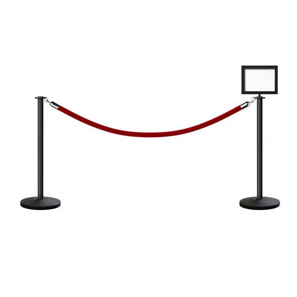 Post and Rope Stanchion Kit, Flat Top Posts, 6 ft. Velvet Foam Core Rope and Sign Frame - Montour Line by Crowd Control Warehous