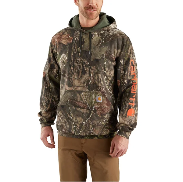 Carhartt Men's Midweight Camo Sleeve Logo Hooded Sweatshirt