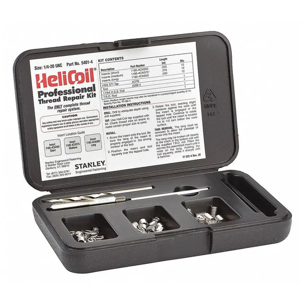 Heli-Coil 5401-4 Thread Repair Kit, 304 SS, 1/4-20, 36 Pcs