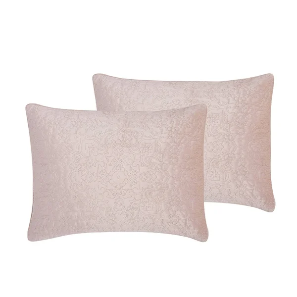 Charisma Melange Quilted Velvet Comforter Set - King - Pink