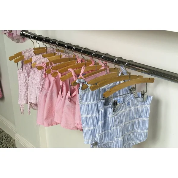 The Great American Hanger Company Wooden Kids Combo Hanger w/Adjustable Cushion Clips Box of 50 12 inch Wood Top Hangers w/Natur