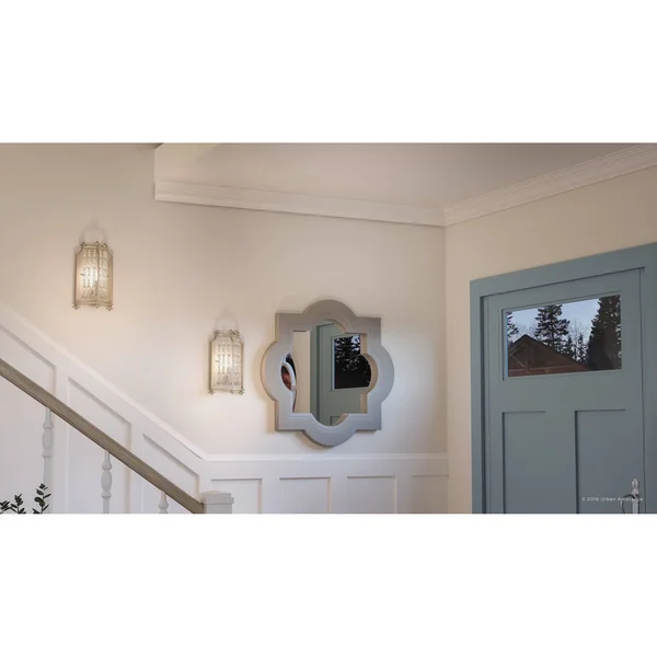 Urban Ambiance Luxury Luxe Wall Sconce - Size: 13-5/8 inchh x 8-1/4 inchw, with Transitional Style Elements, Antique Silver Finis