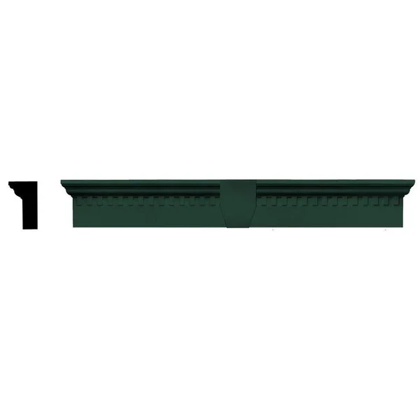 Builders Edge 060020643122 43 5/8x22 x 6x22 Classic Dentil Window Header 122 - Midnight Green