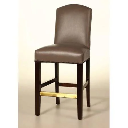 SloaneWhitney Russell 26x22 Bar Stool - Base Finish: Matte Black - Upholstery: Mushroom, Nailhead Finish: Nickle