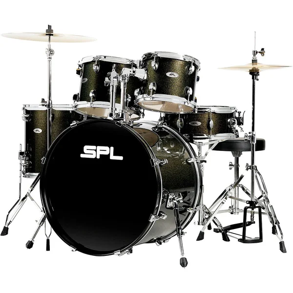 Sound Percussion Labs Unity II 5-Piece Complete Drum Set with Hardware - Cymbals and Throne Black Onyx Glitter