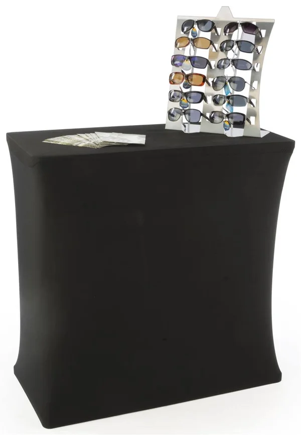 Portable Trade Show Counter Kiosk with Pop Up Stand, 38x22W x 38.5x22H, Stretch COVER, Wheeled Case