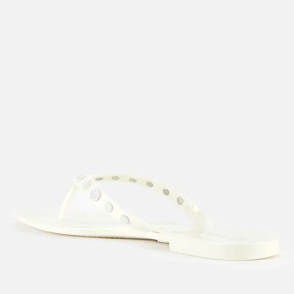 Tory Burch Women's Sandal Ivory Studded Jelly Flip-Flop 6