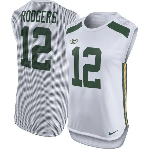 Nike Aaron Rodgers Green Bay Packers Women's White Player Name & Number Sleeveless Top Size: Medium