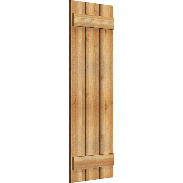 Ekena Millwork RBS06S17X049RWR 17 1/8x22W x 49x22H TimberCraft Three 5 3/8x22 Boards Spaced Board-n-Batten Shutters, Rough Sawn